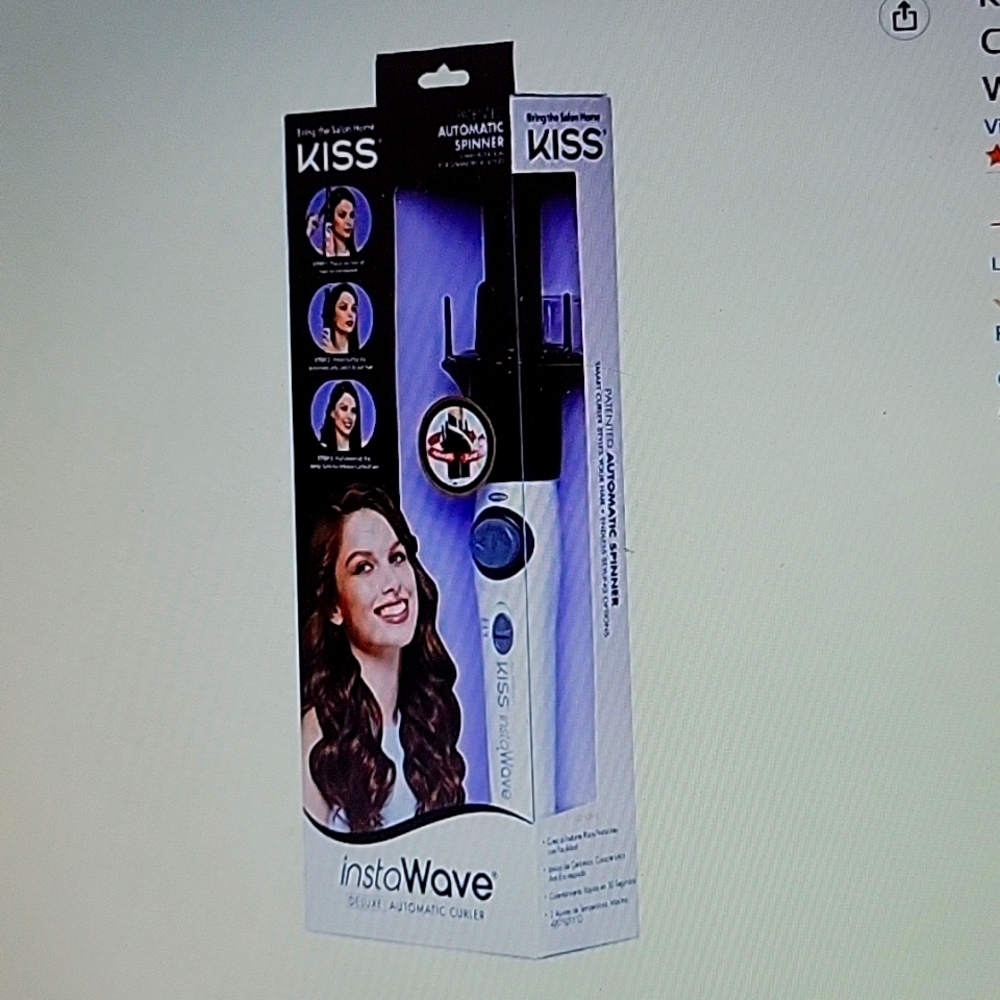 Kiss Products Instawave Deluxe Automatic Ceramic Curling Iron 1" black New…